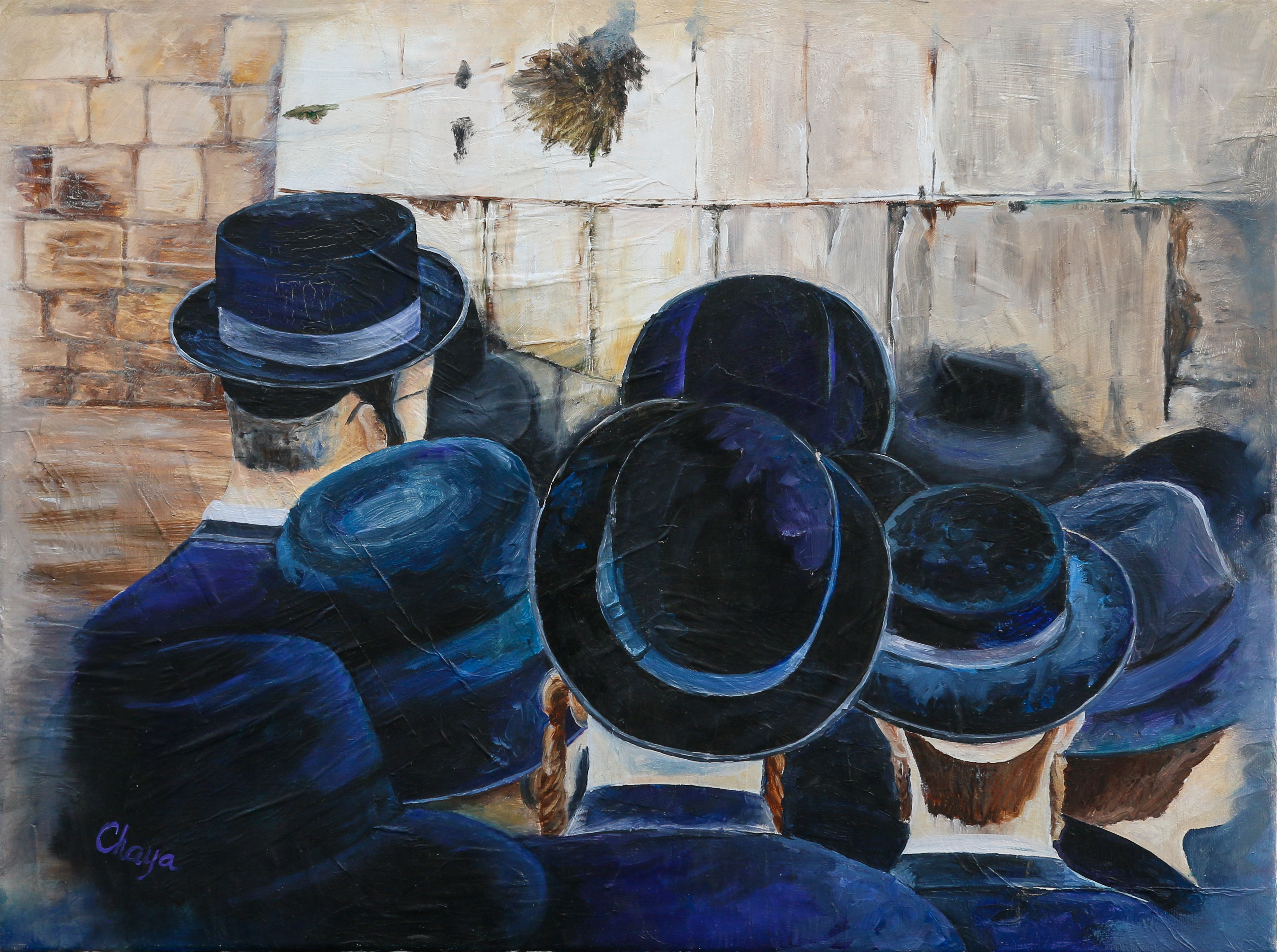 <h9>Kotel Gathering<br> Mixed Media, Acrylic, Oil<br> 24x20 <br>  $900 </h9>